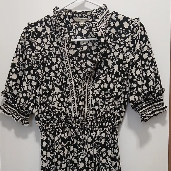 Max Studio Black and White Floral Midi Dress - Picture 8 of 8